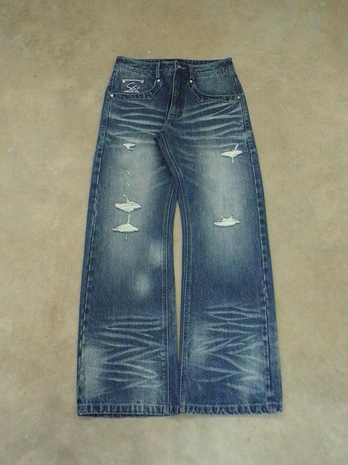 Cobalt Summit - Bootcut Washed/ Distressed 15oz Selvedge Denim