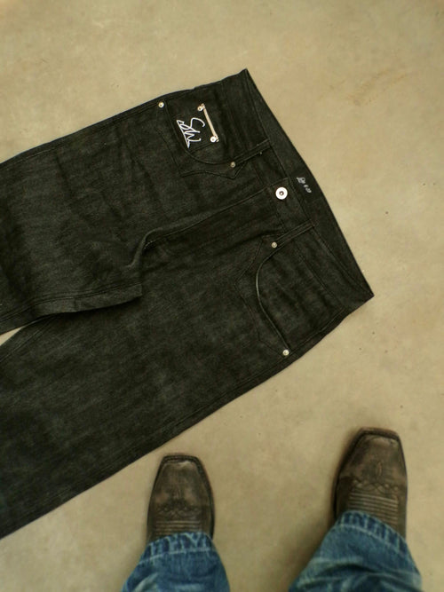 Obsidian Peak - Bootcut 15oz Black Slub Raw Selvedge Denim